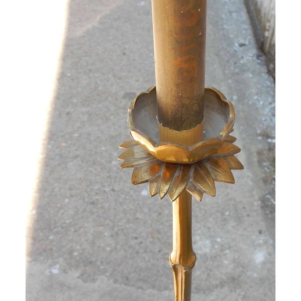 1950/70 Lampadaire en Bronze Doré Maison Bagués Modéle Bambou Tripode