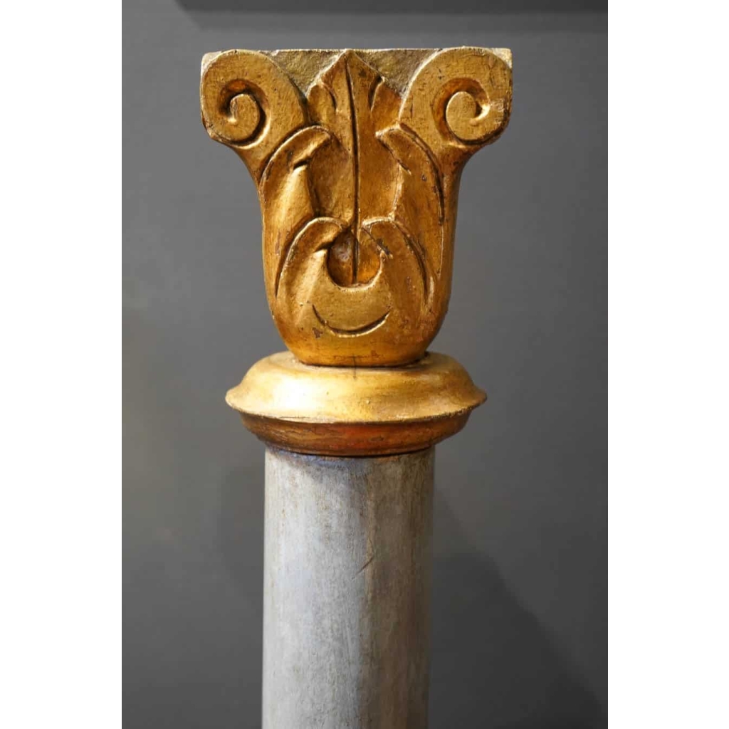 Paire de colonnes en bois polychrome 19e siècle | Biron Paire de colonnes en bois polychrome 19e siècle
