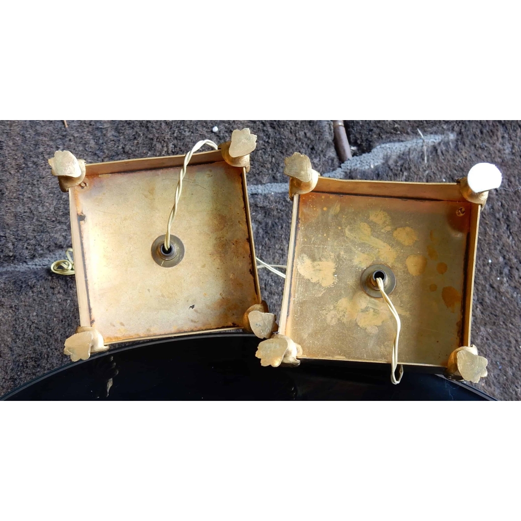 1950-70' Paire de Lampes Style Empire en Cristal et Bronze Style Maison Charles