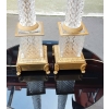 1950-70' Paire de Lampes Style Empire en Cristal et Bronze Style Maison Charles
