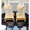 1950-70' Paire de Lampes Style Empire en Cristal et Bronze Style Maison Charles