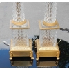 1950-70' Paire de Lampes Style Empire en Cristal et Bronze Style Maison Charles