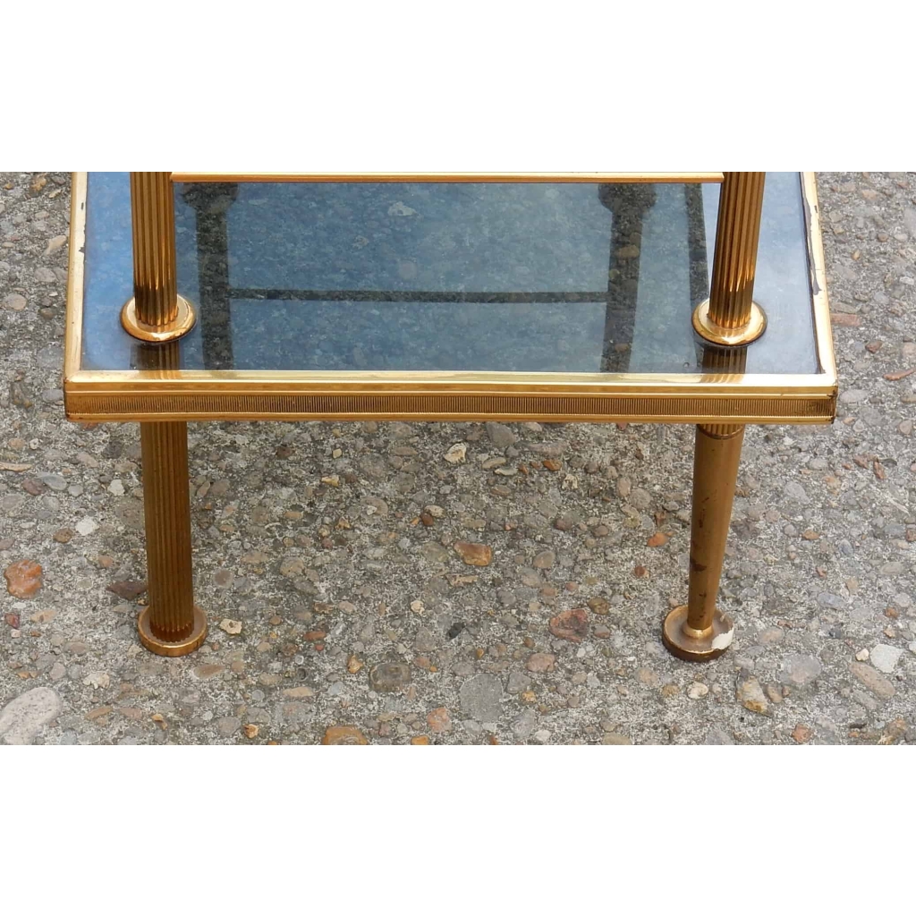 1970' Etagere A 4 Niveaux En Bronze Maison Bagués Avec Frontispice