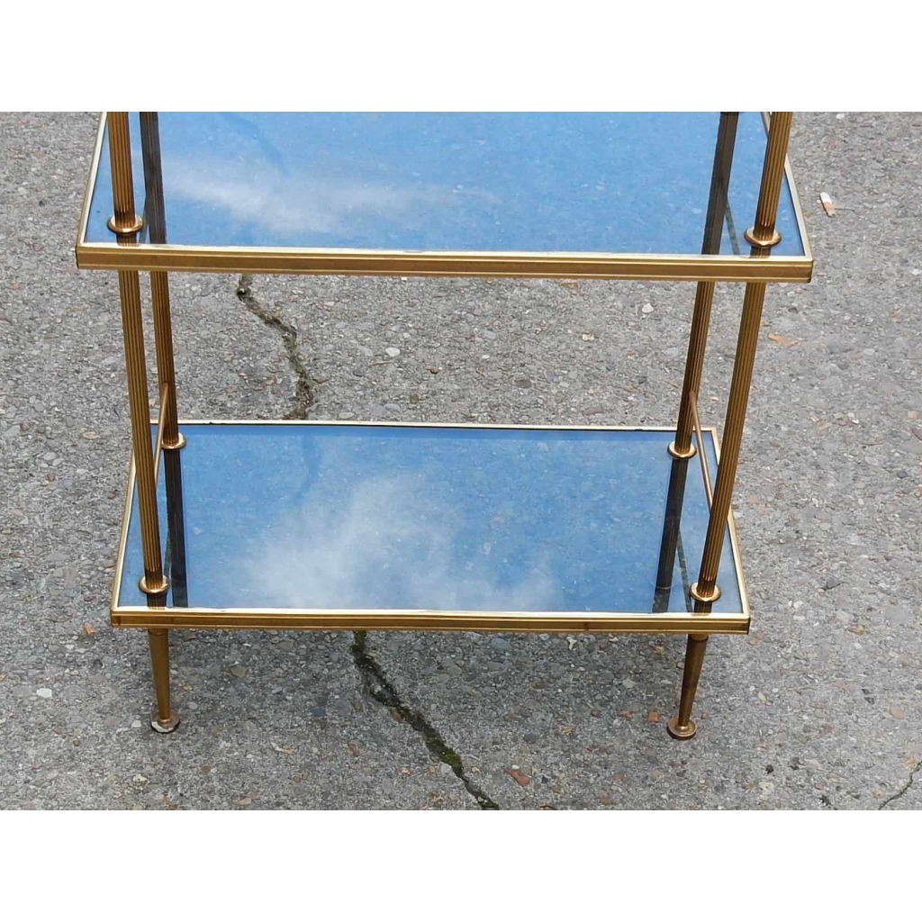 1970' Etagere A 4 Niveaux En Bronze Maison Bagués Avec Frontispice