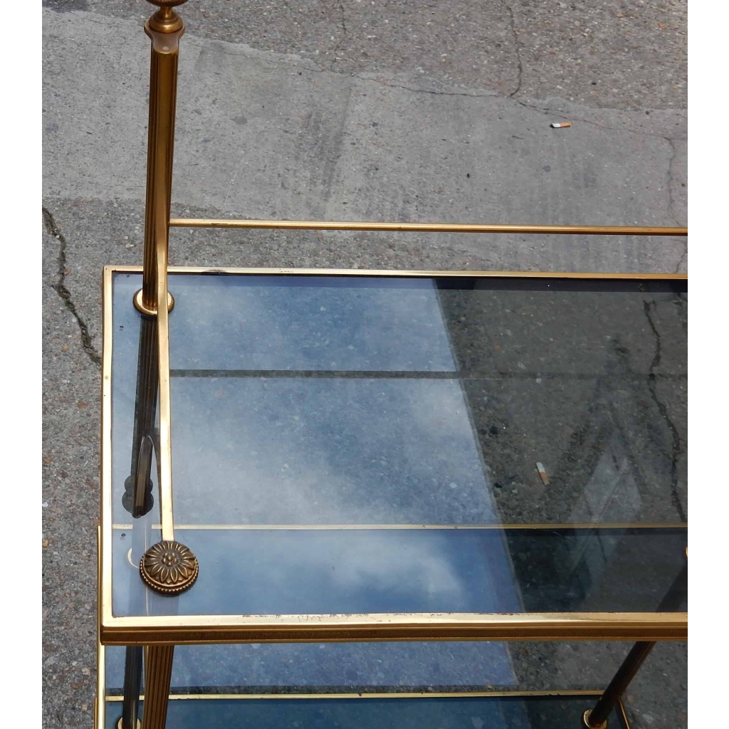1970' Etagere A 4 Niveaux En Bronze Maison Bagués Avec Frontispice