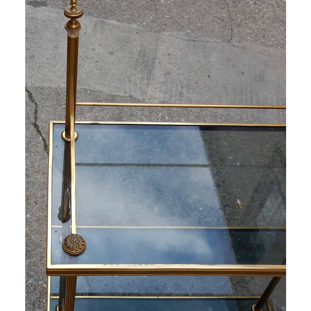 1970' Etagere A 4 Niveaux En Bronze Maison Bagués Avec Frontispice