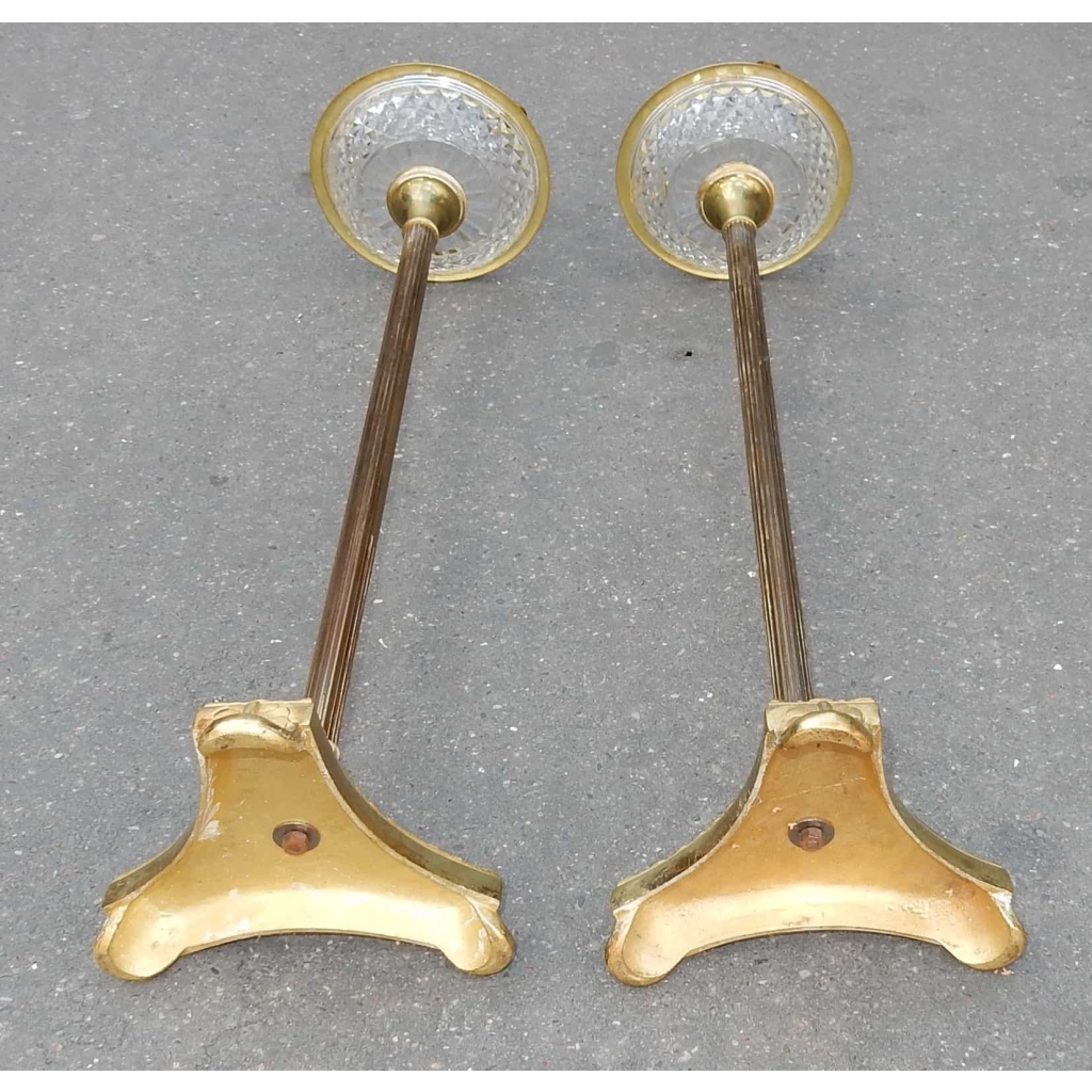 1970' Paire de Cendriers Bronze et Cristal Maison Bagués