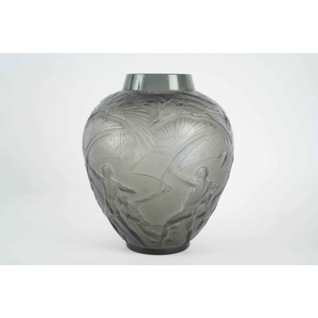 René lalique Vase "Archers" Teinté Topaze