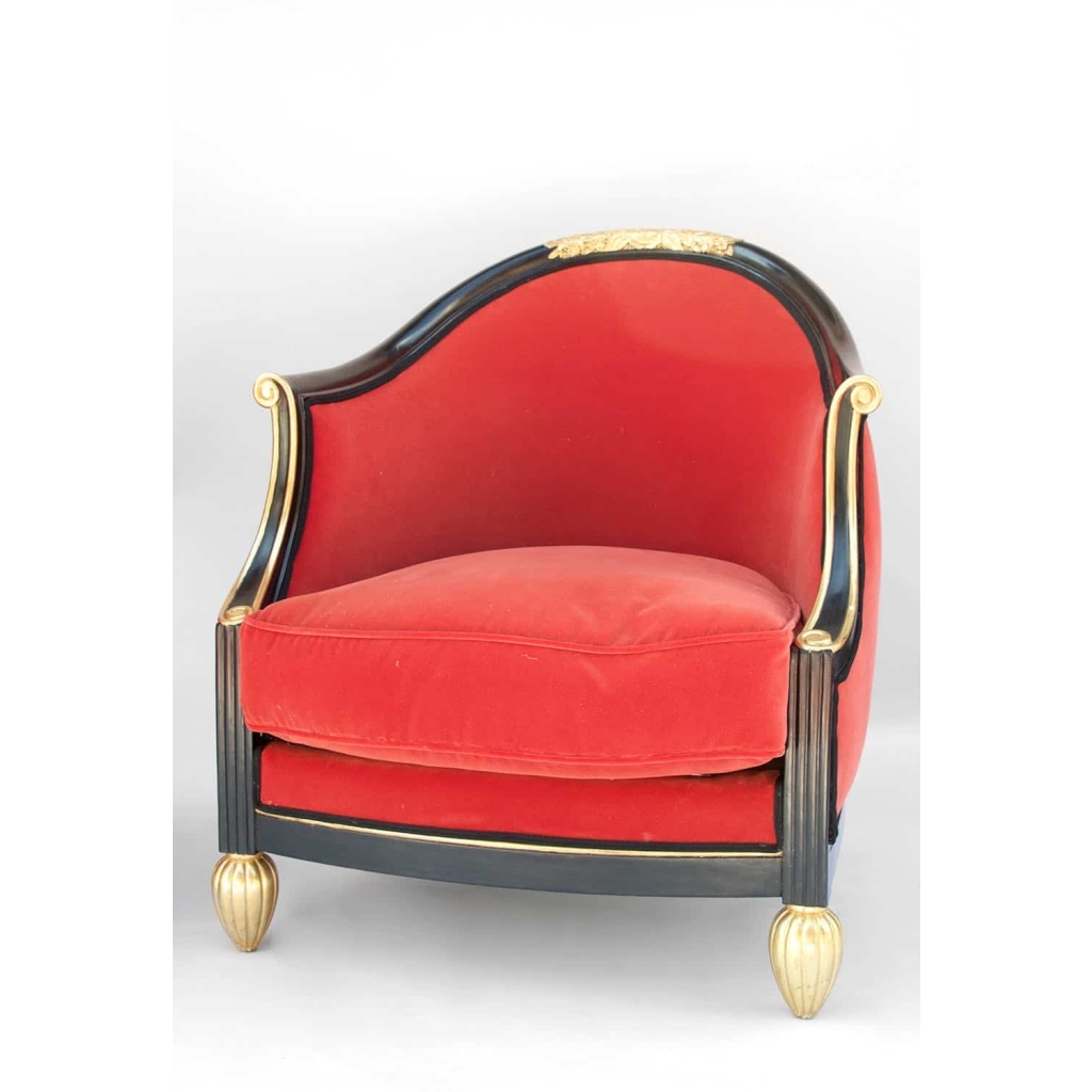 Paire de fauteuils gondole, dans le gout de Maurice Dufrêne, Années 1920-1930