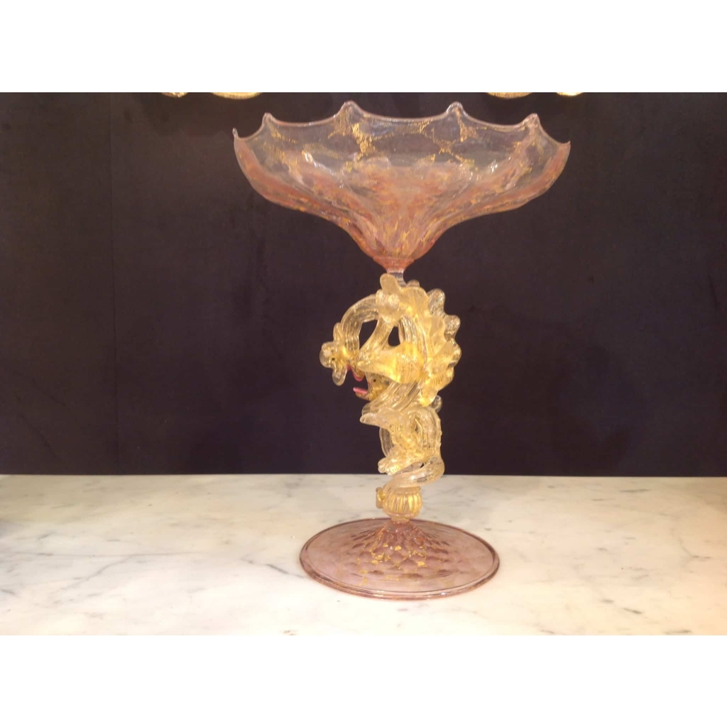 Coupe Venise 19em dragons roses | Biron ||