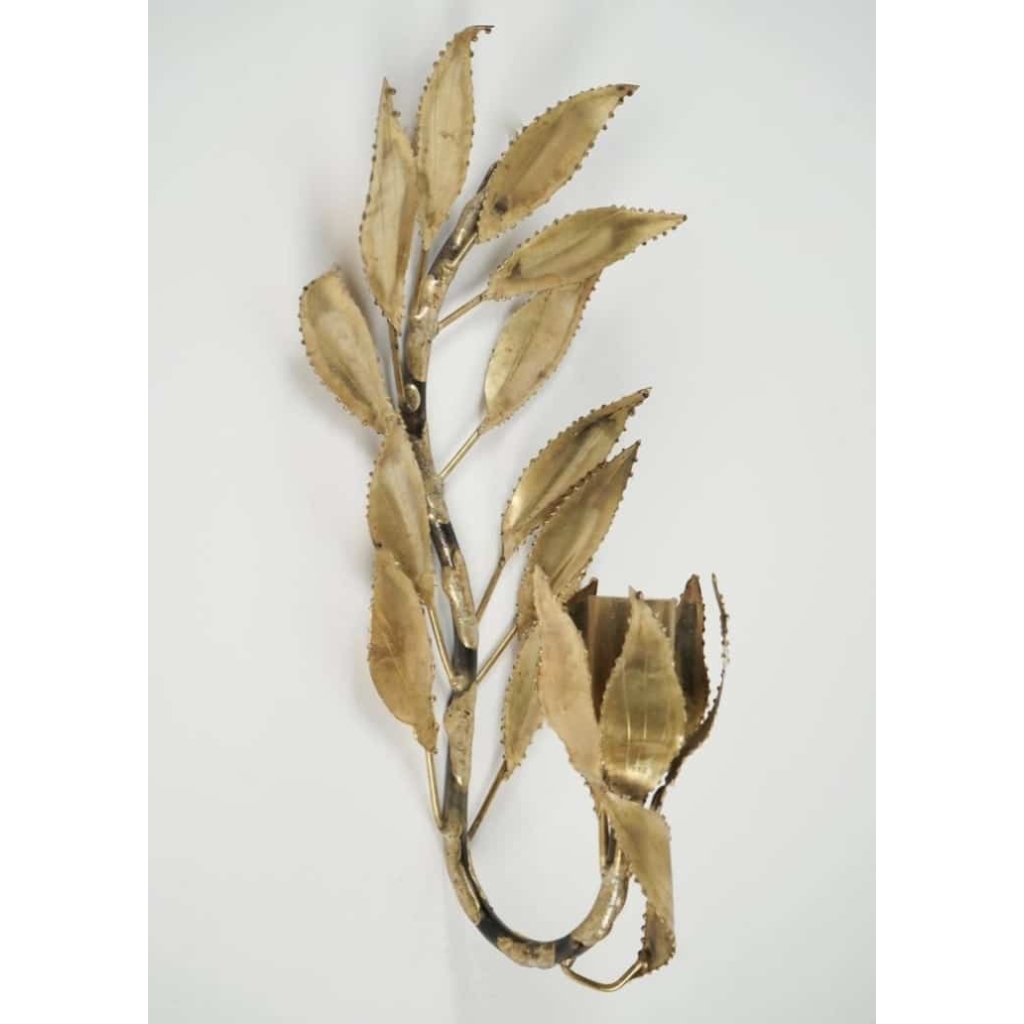 Paire d'appliques Maison FlorArt 1960 laiton doré