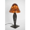 Lampe rare aux cocotiers signée Charder sur un pied enfer forgé 1925-1930