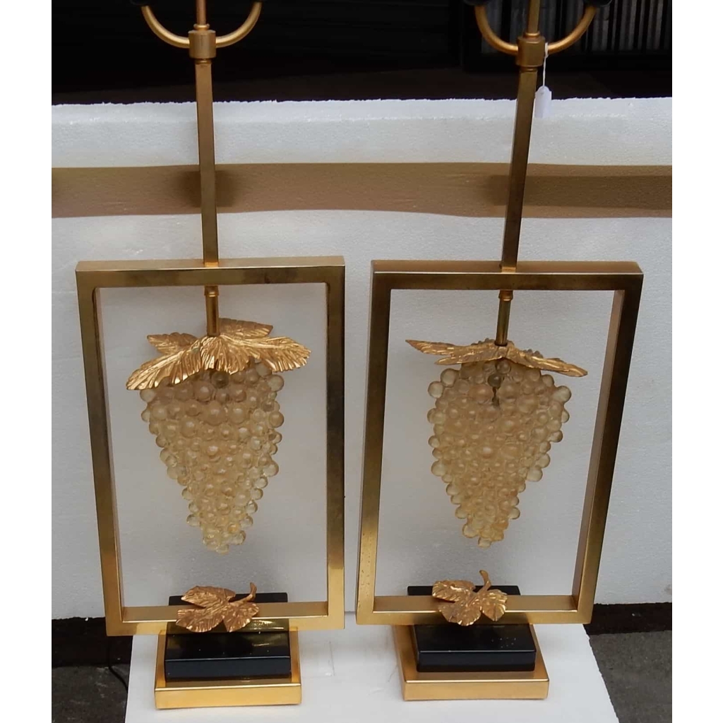 1970' Paire de Lampes a la Grappe de Raisin