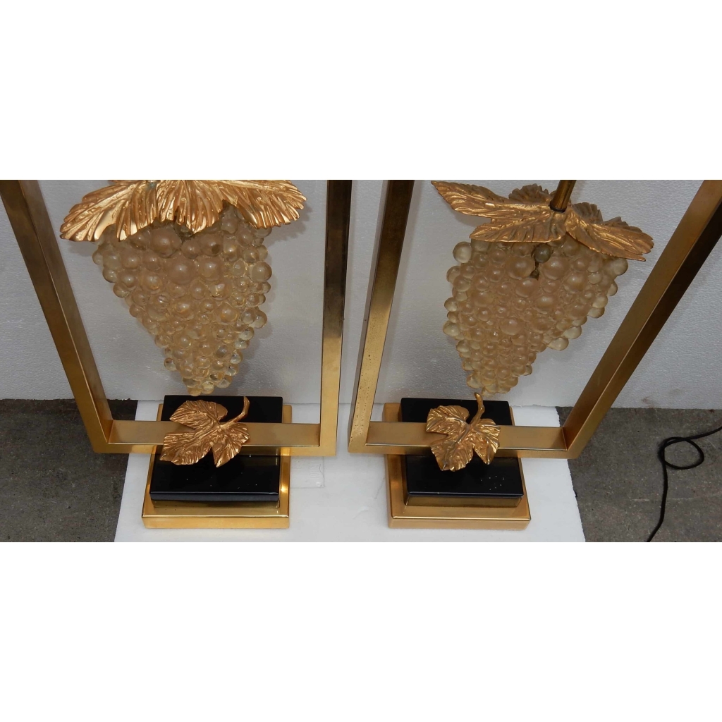 1970' Paire de Lampes a la Grappe de Raisin