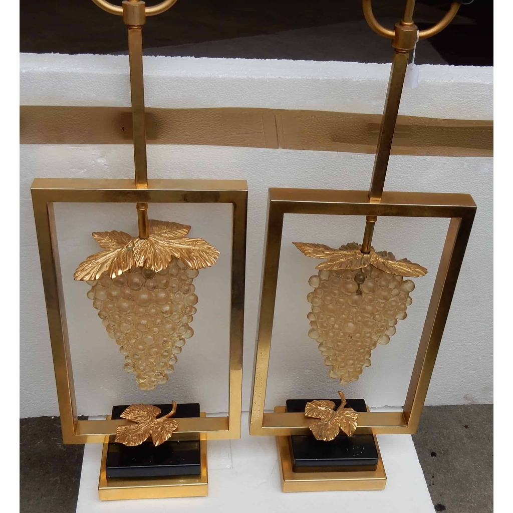 1970' Paire de Lampes a la Grappe de Raisin