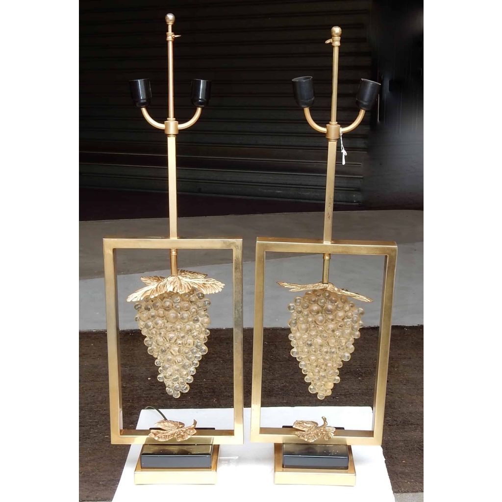 1970' Paire de Lampes a la Grappe de Raisin