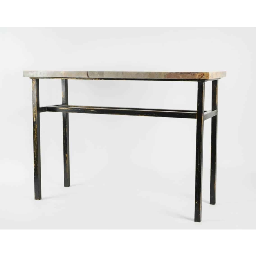 Console, Art Moderne, Acier peint et Marbre | Biron Console, Art Moderne, Acier peint et Marbre
