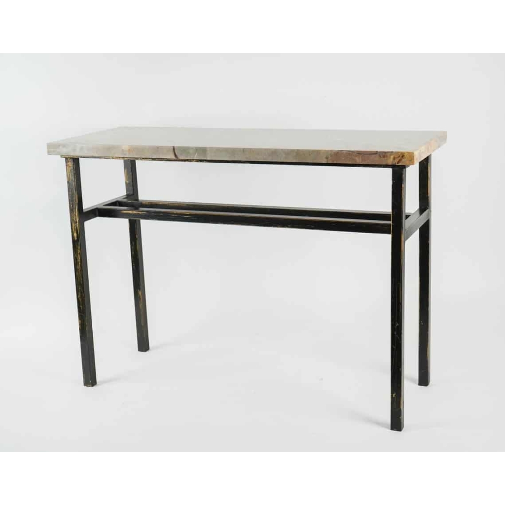 Console, Art Moderne, Acier peint et Marbre | Biron Console, Art Moderne, Acier peint et Marbre