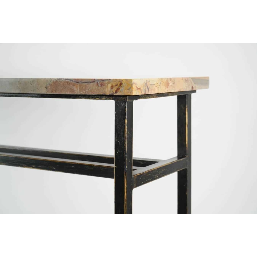 Console, Art Moderne, Acier peint et Marbre | Biron Console, Art Moderne, Acier peint et Marbre
