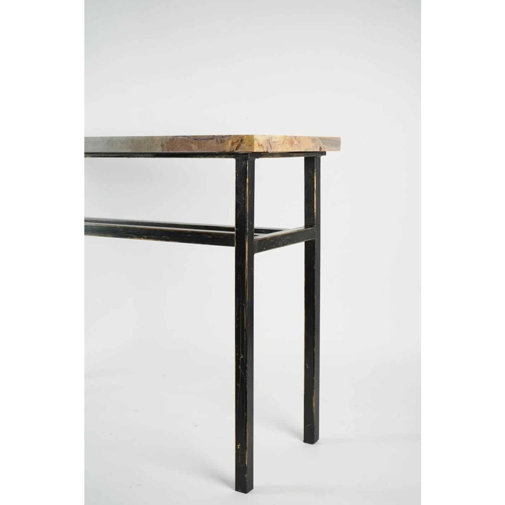 Console, Art Moderne, Acier peint et Marbre | Biron Console, Art Moderne, Acier peint et Marbre