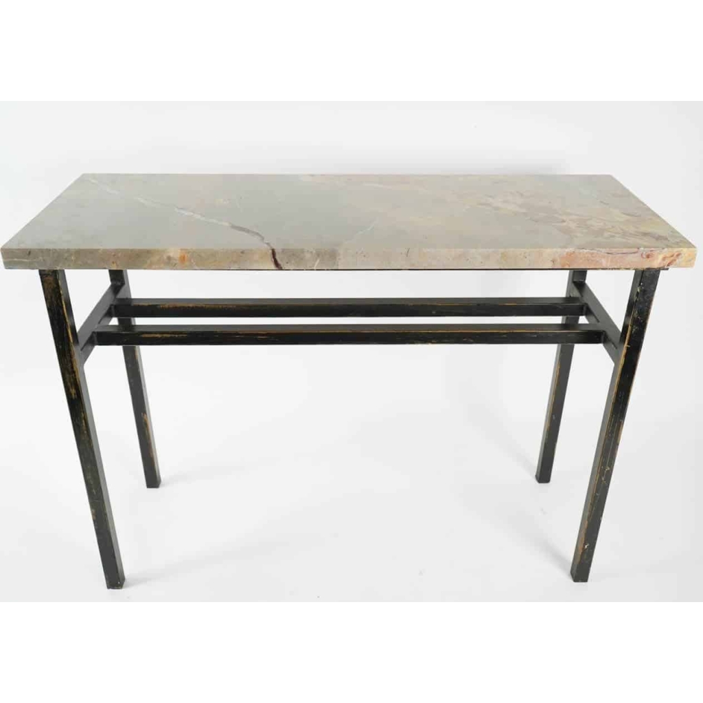 Console, Art Moderne, Acier peint et Marbre | Biron Console, Art Moderne, Acier peint et Marbre