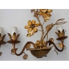 1970′ Paire d’ Appliques en Métal Doré à Décor de Fleurs et Feuilles Style Maison Bagués | Biron 1970' Paire d' Appliques en Métal Doré à Décor de Fleurs et Feuilles Style Maison Bagués