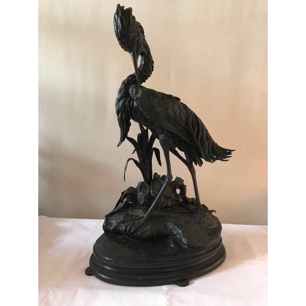 Bronze » Le héron », signé Moigniez. Ref: 383. | Biron ||||