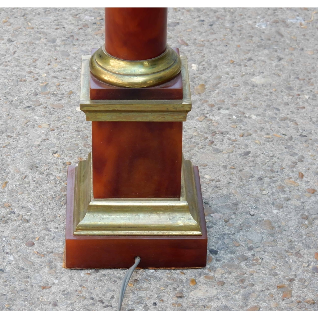 1950/70 Lampe maison Jansen Laiton et Bakélite Couleur Ambre