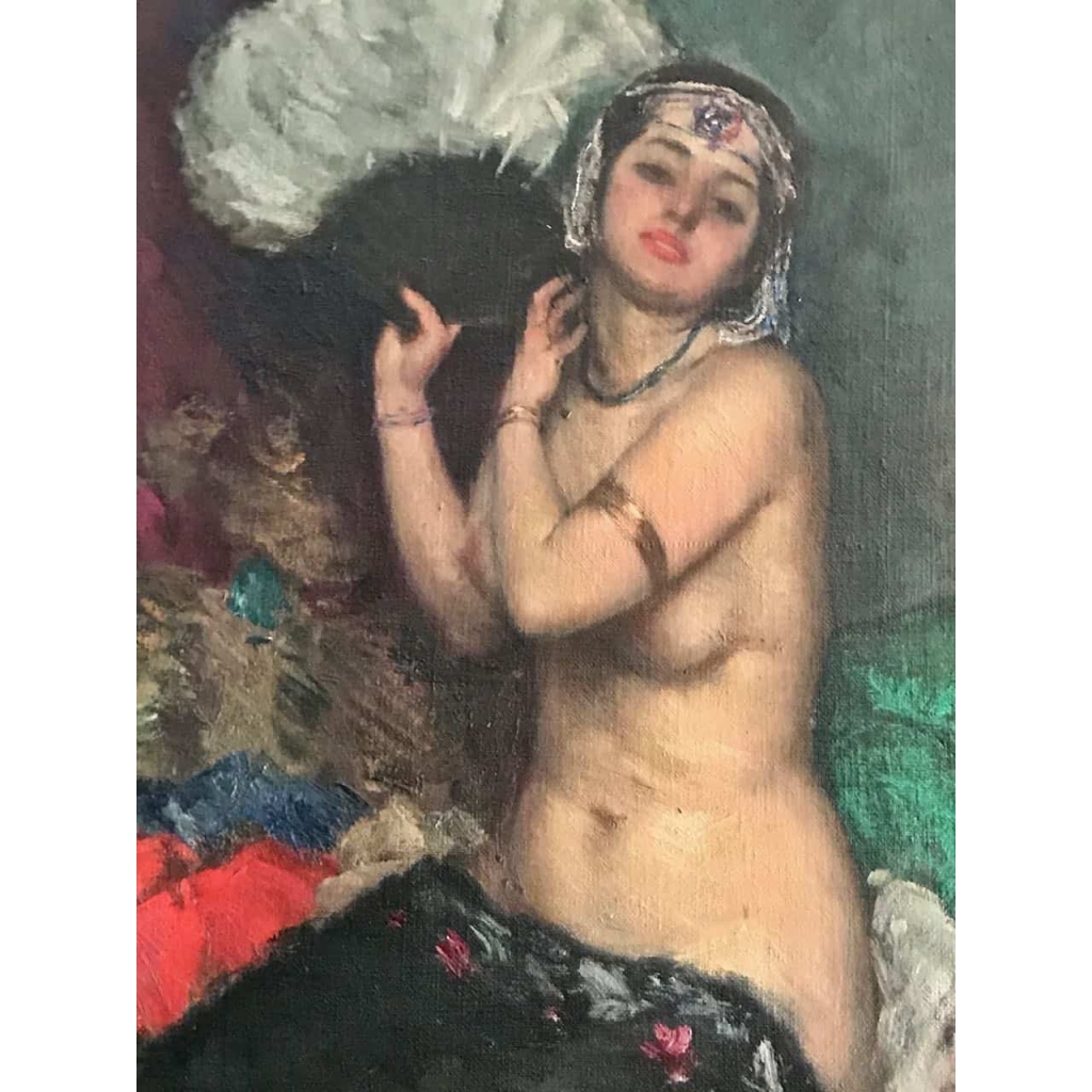 Peinture sur toile " La femme à l'éventail". Ref:9