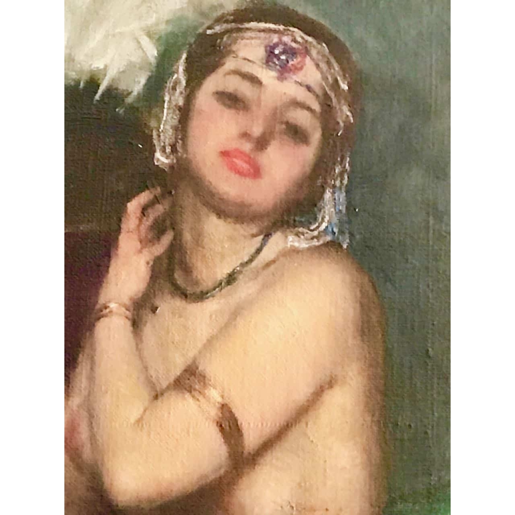 Peinture sur toile " La femme à l'éventail". Ref:9
