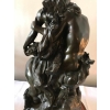 Bronze à patine brune sur socle de marbre griotte, rotatif « L’éducation de Bacchus » par Clodion. Ref: Charles 02. | Biron Bronze à patine brune sur socle de marbre griotte, rotatif "L'éducation de Bacchus" par Clodion. Ref: Charles 02.