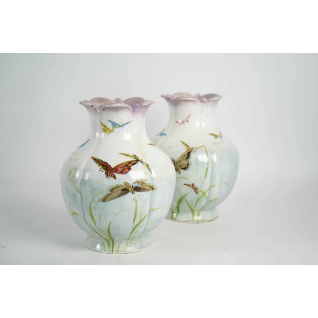 Théodore deck ( 1823 – 1851 ) – paire de vases en céramique, XIXème | Biron Théodore deck ( 1823 - 1851 ) - paire de vases en céramique, XIXème