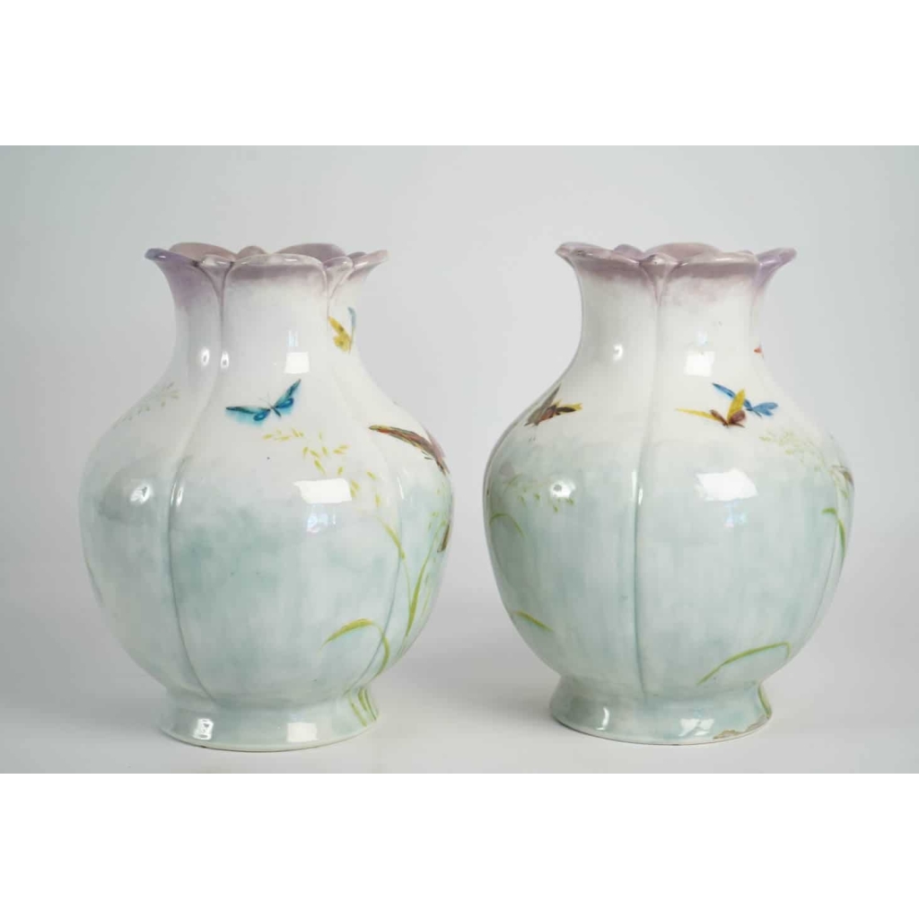Théodore deck ( 1823 – 1851 ) – paire de vases en céramique, XIXème | Biron Théodore deck ( 1823 - 1851 ) - paire de vases en céramique, XIXème