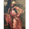 Peinture sur toile encadrée, Jeune fille au puit, signée S.Galy. Ref: 300.