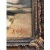 Peinture sur toile encadrée, Jeune fille au puit, signée S.Galy. Ref: 300.