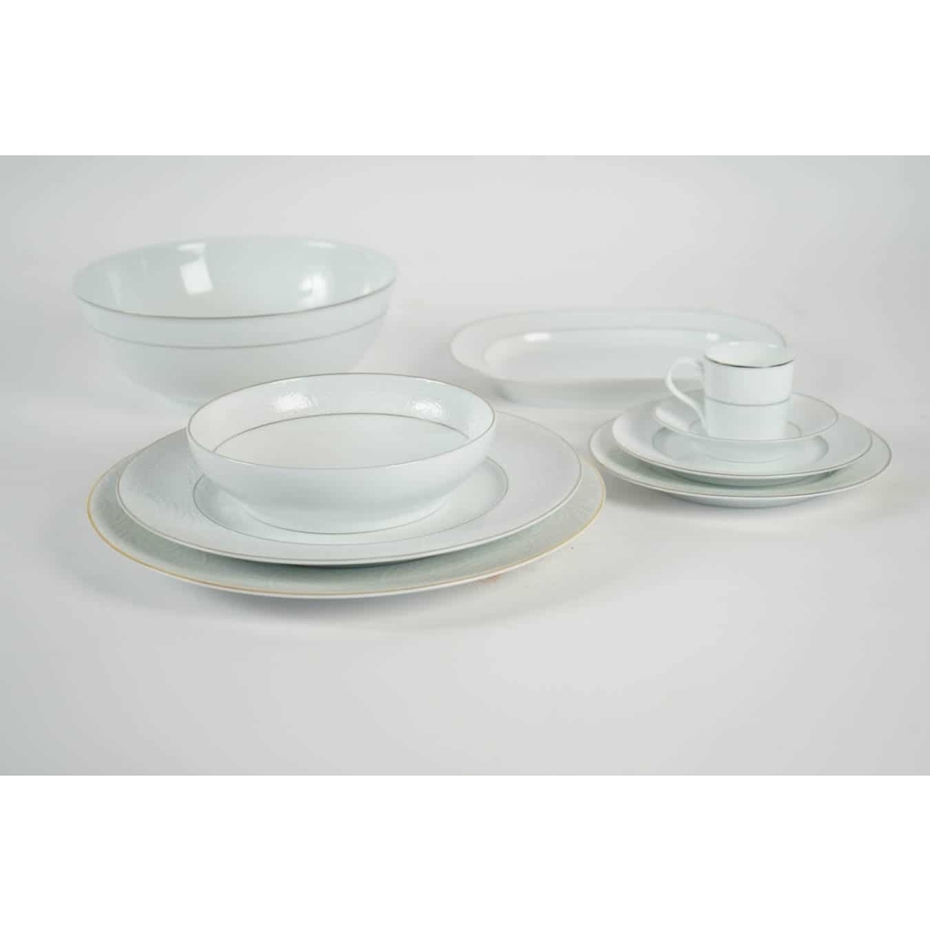 Lalique & Limoges Service de Table « Damassé Platine » | Biron ||||||||