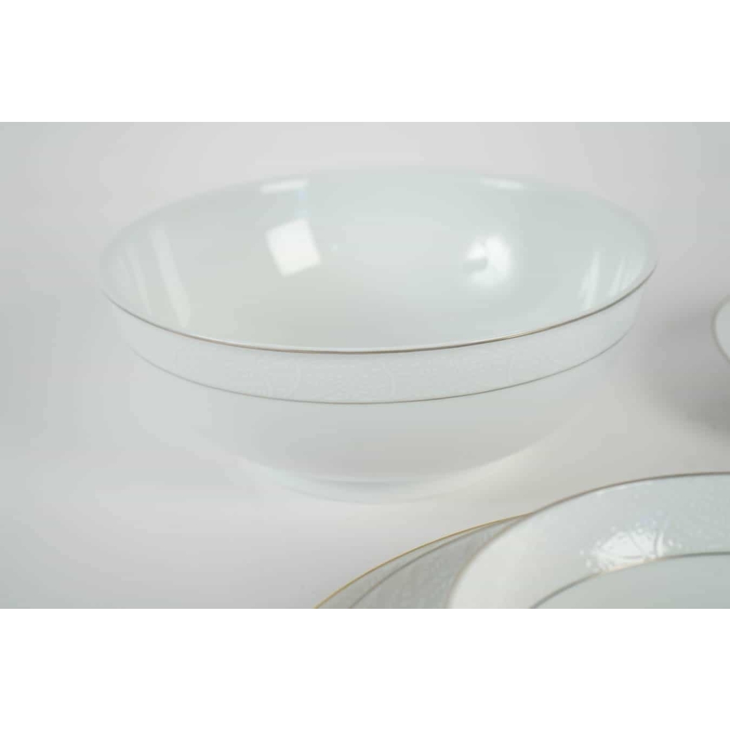 Lalique & Limoges Service de Table « Damassé Platine » | Biron Lalique & Limoges Service de Table "Damassé Platine"