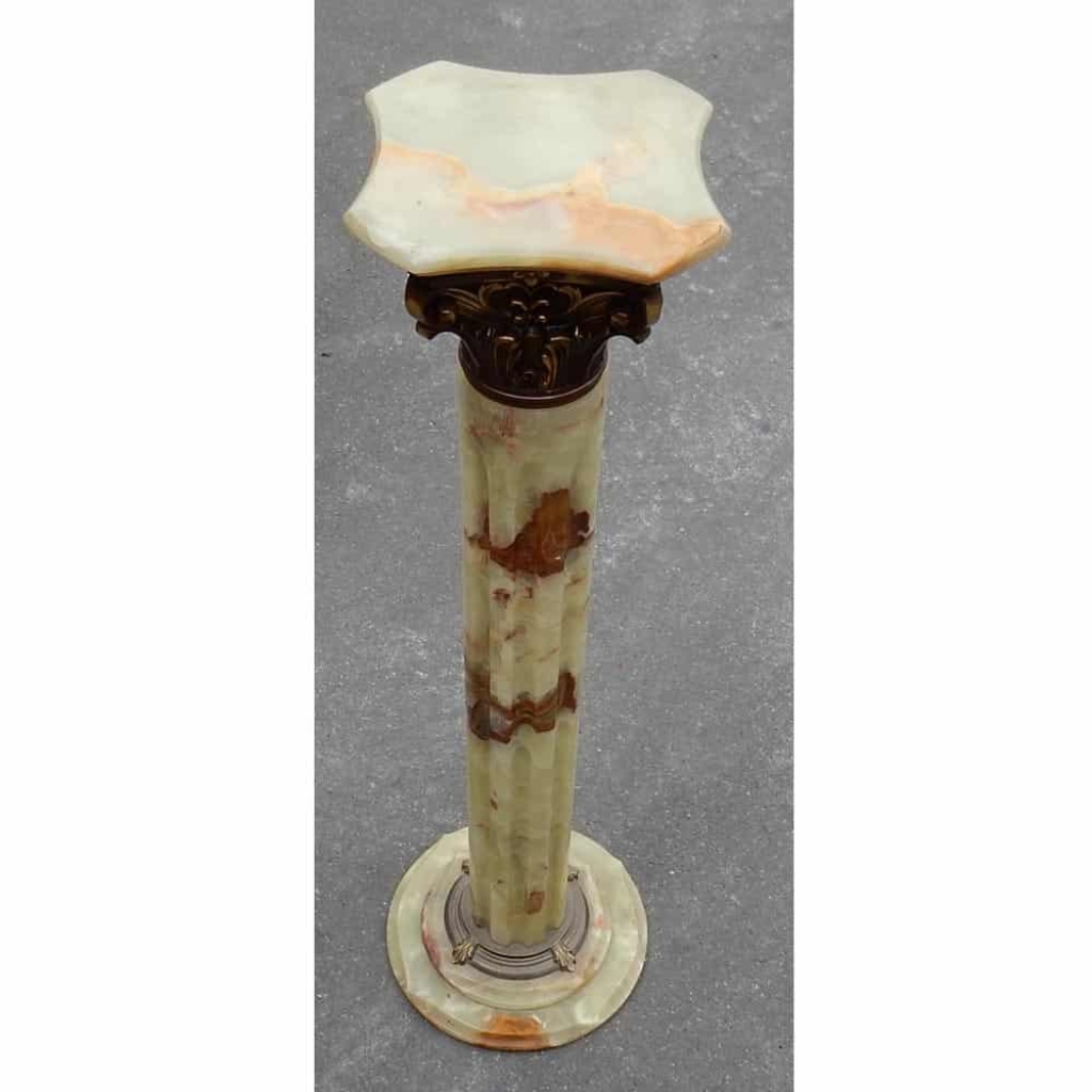 1970′ Colonne Onyx Et bronze Doré Style Corynthien | Biron ||||||||