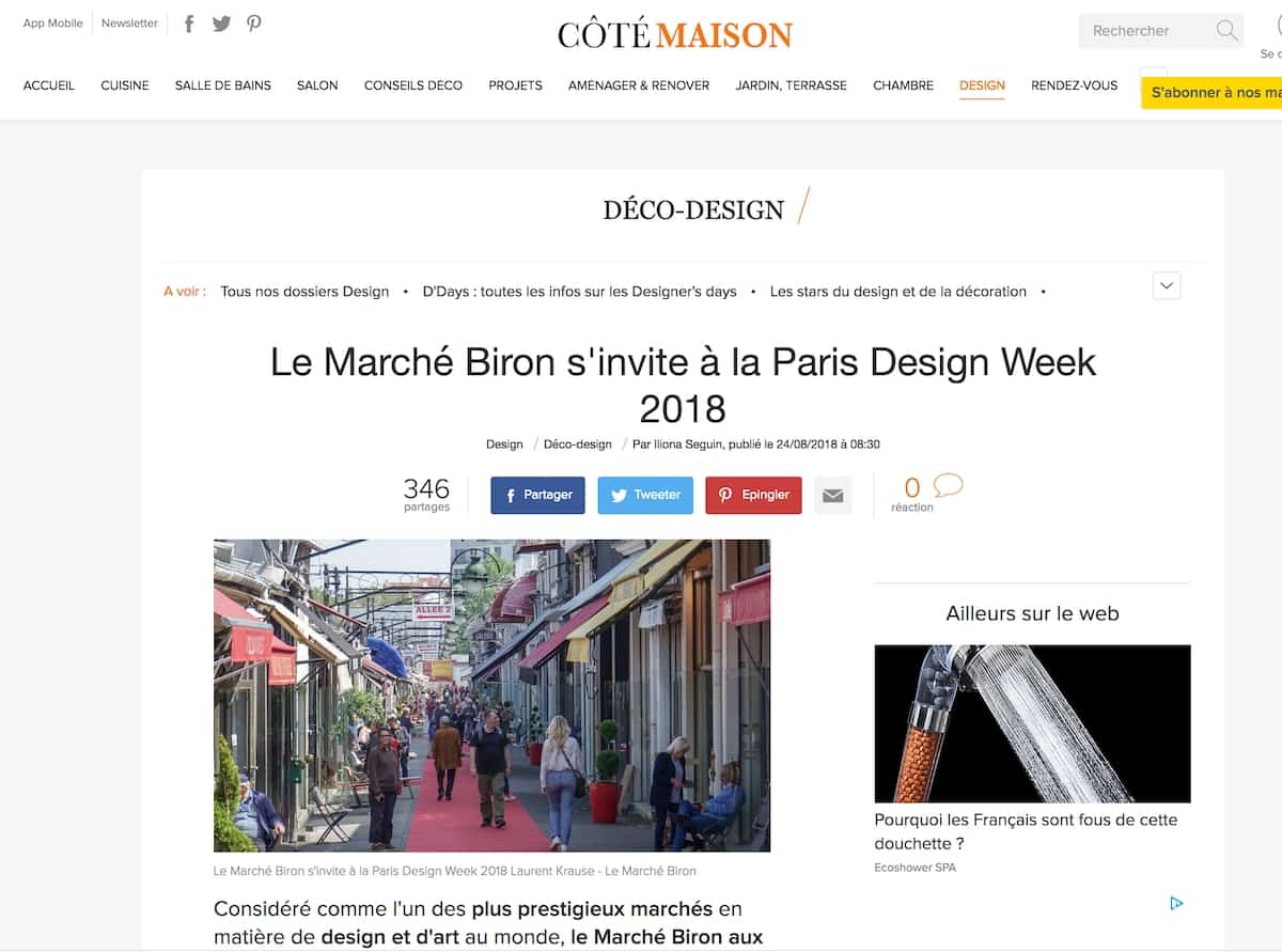 Article Paris Design Week 2018 dans Côté Maison par Iliona Seguin ||