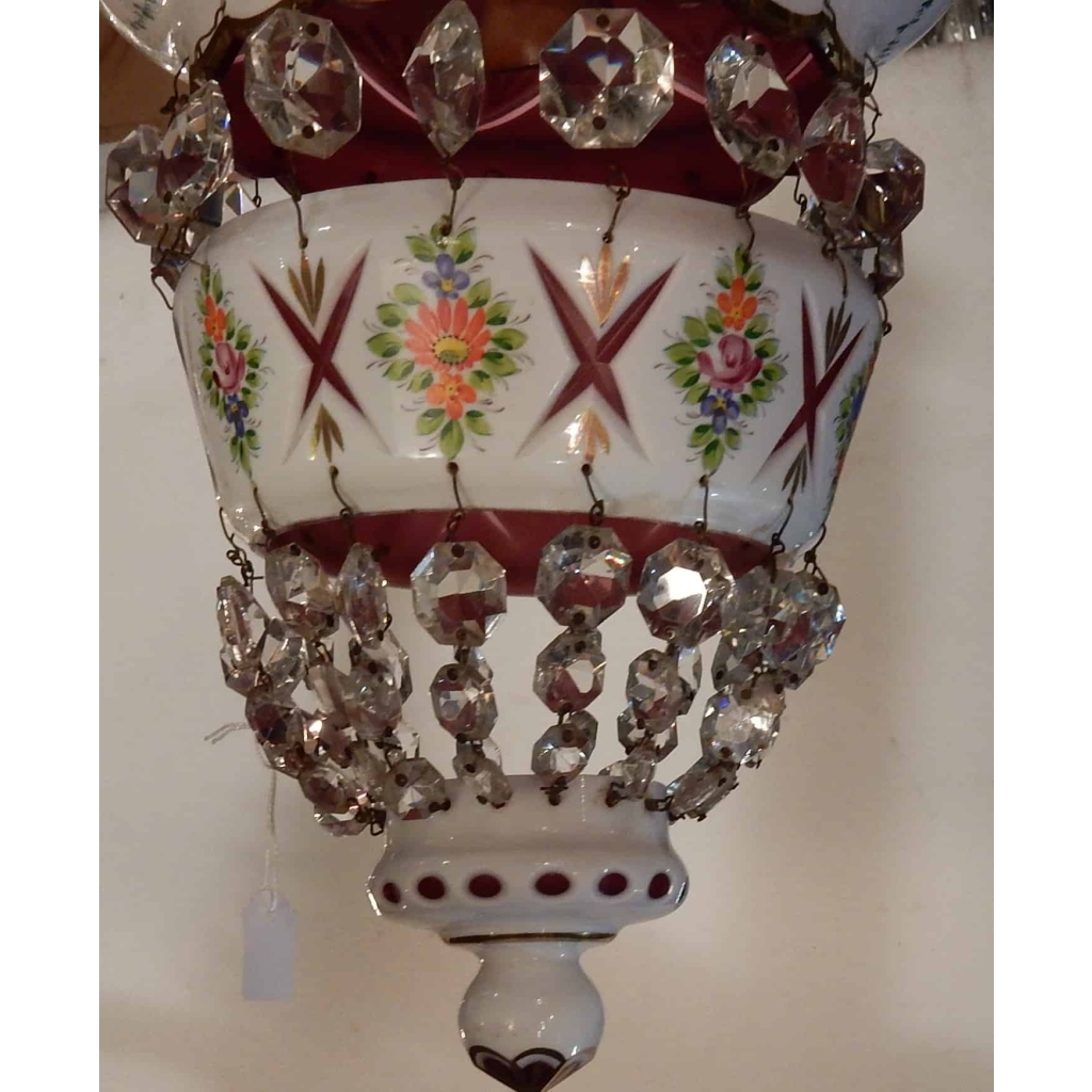 1950/60 Lustre Ou Lanterne Baccarat Overlay | Biron 1950/60 Lustre Ou Lanterne Baccarat Overlay