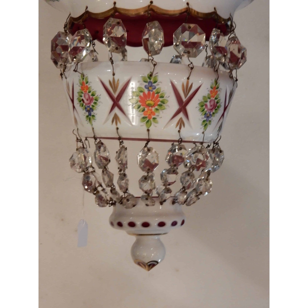 1950/60 Lustre Ou Lanterne Baccarat Overlay | Biron 1950/60 Lustre Ou Lanterne Baccarat Overlay