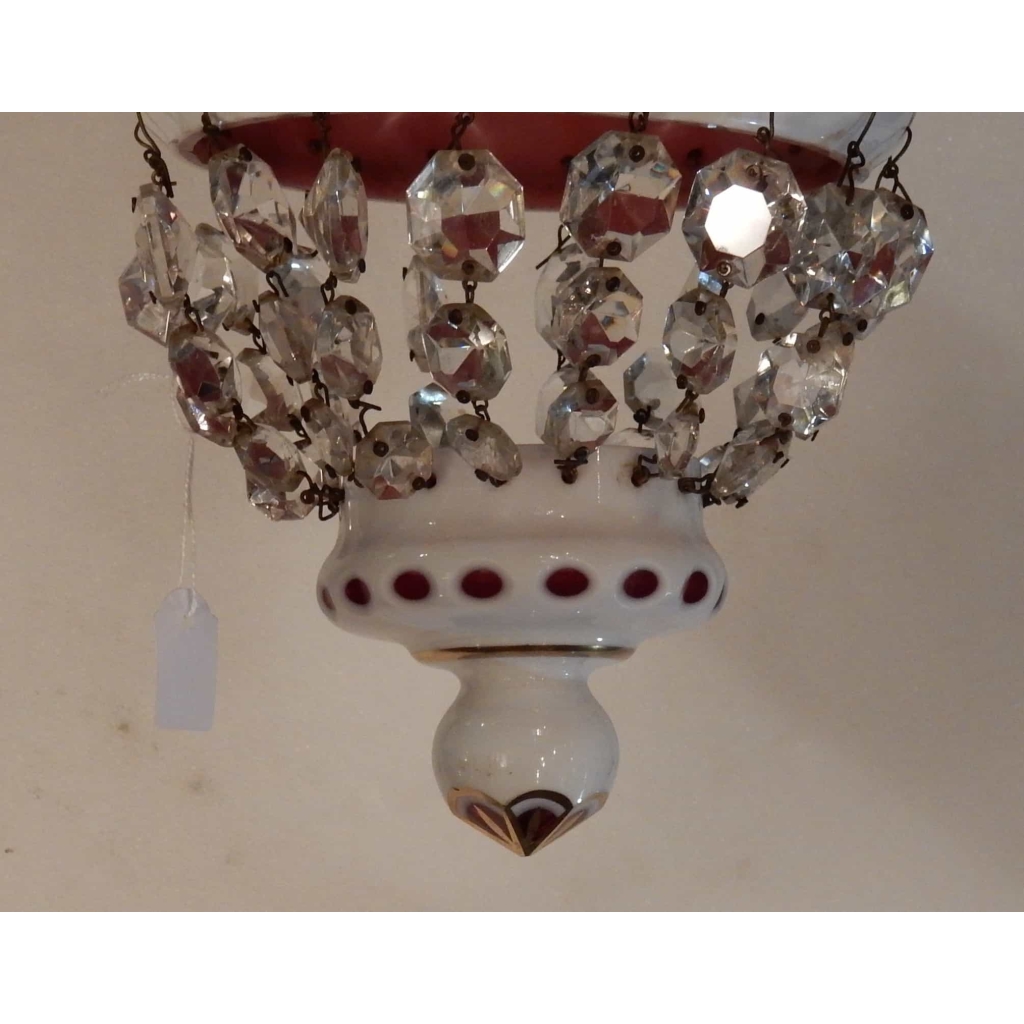 1950/60 Lustre Ou Lanterne Baccarat Overlay | Biron 1950/60 Lustre Ou Lanterne Baccarat Overlay