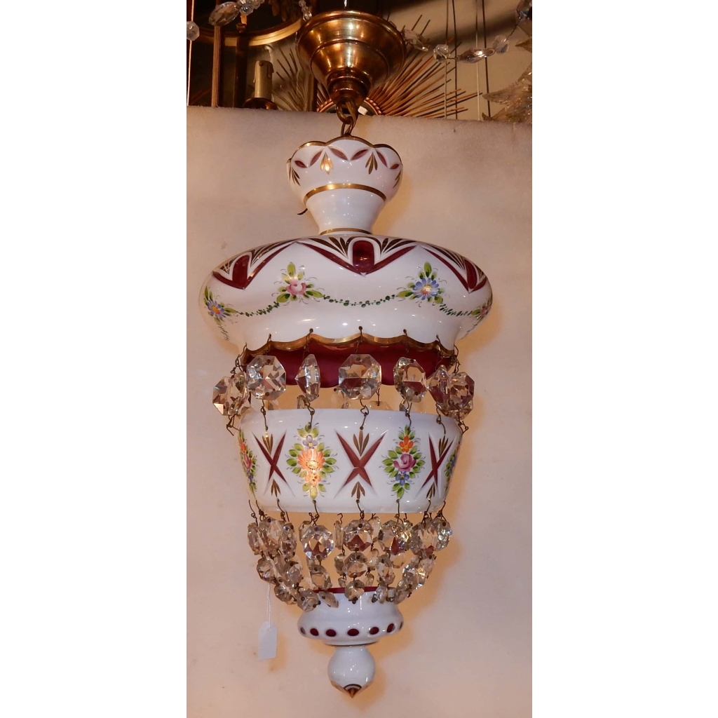 1950/60 Lustre Ou Lanterne Baccarat Overlay | Biron 1950/60 Lustre Ou Lanterne Baccarat Overlay
