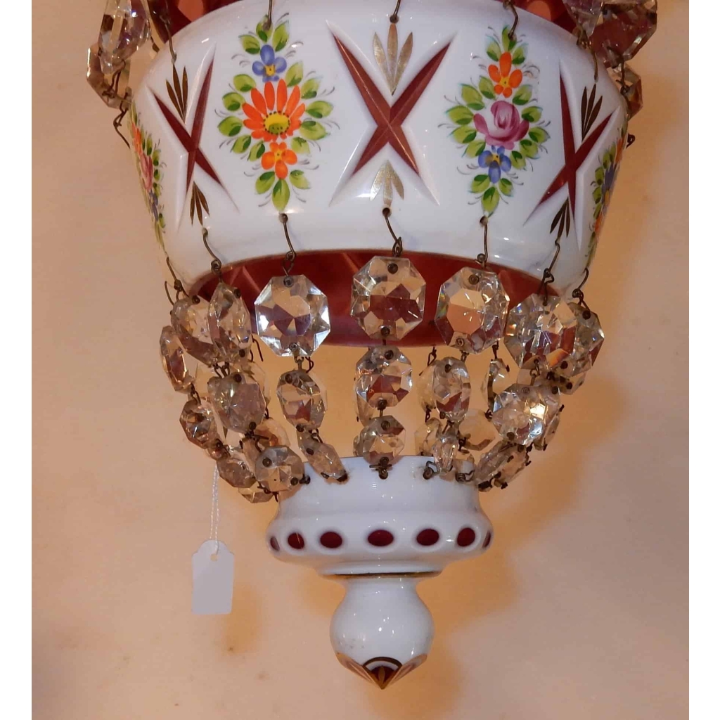 1950/60 Lustre Ou Lanterne Baccarat Overlay | Biron 1950/60 Lustre Ou Lanterne Baccarat Overlay