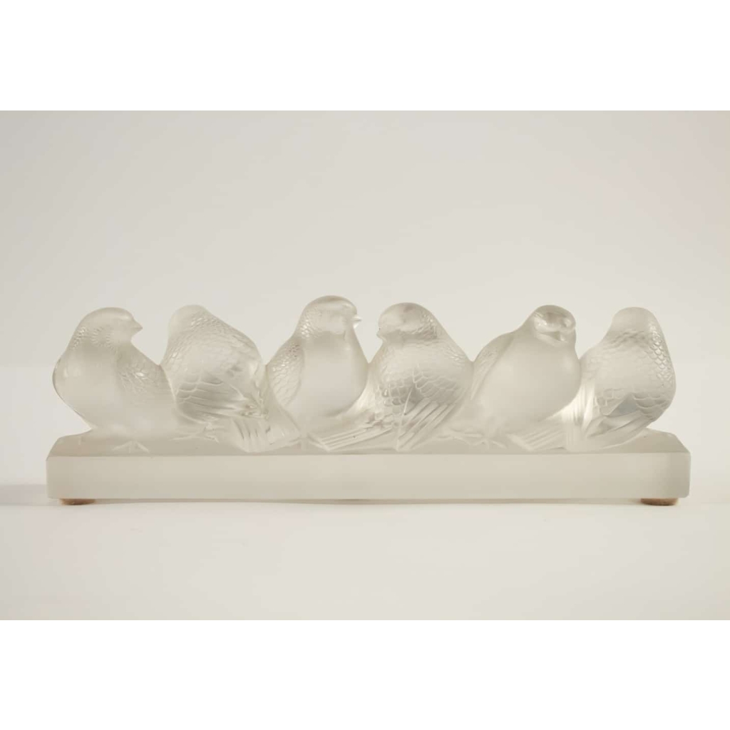 R Lalique : 6 moineaux sur une branche | Biron |||||||