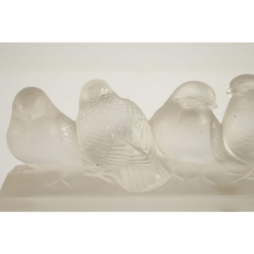 R Lalique : 6 moineaux sur une branche | Biron R Lalique : 6 moineaux sur une branche