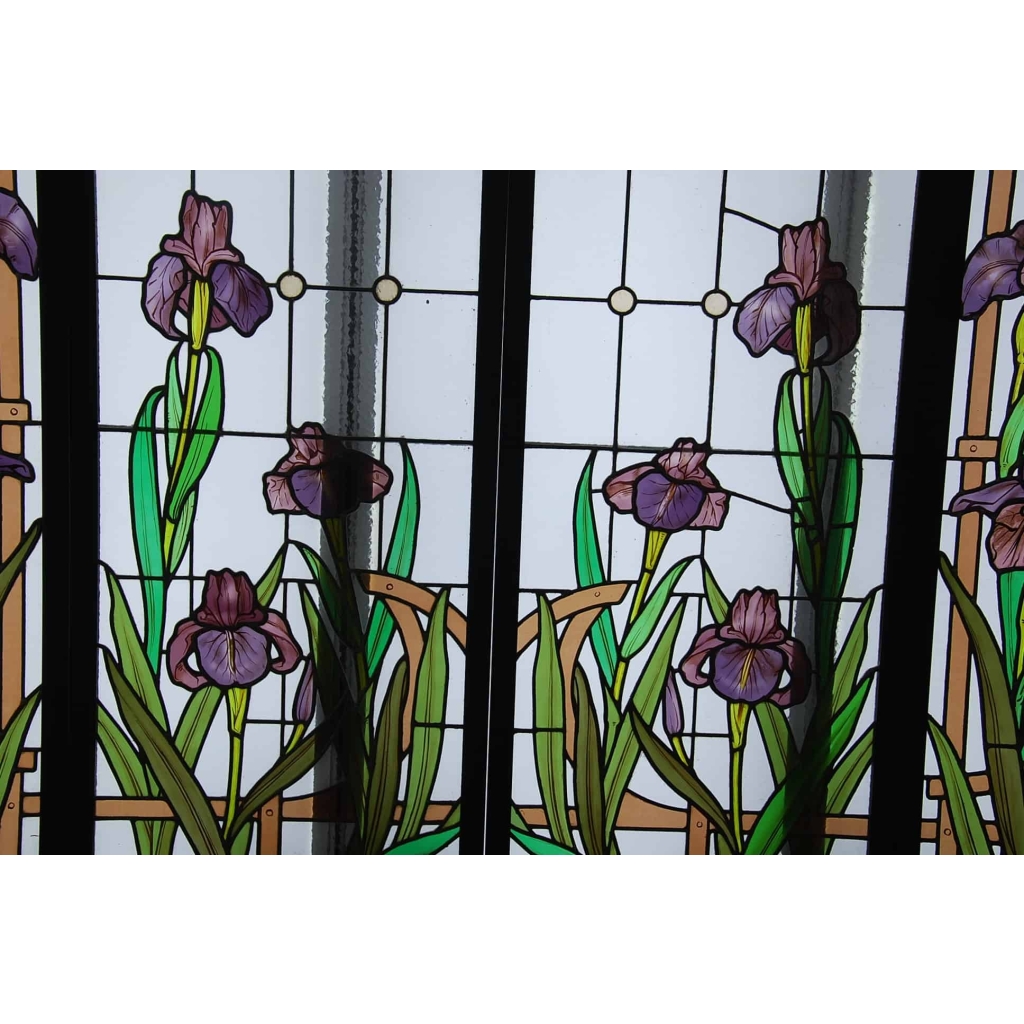 VITRAUX A DECOR D’IRIS ET DE CLEMATITES | Biron VITRAUX A DECOR D'IRIS ET DE CLEMATITES