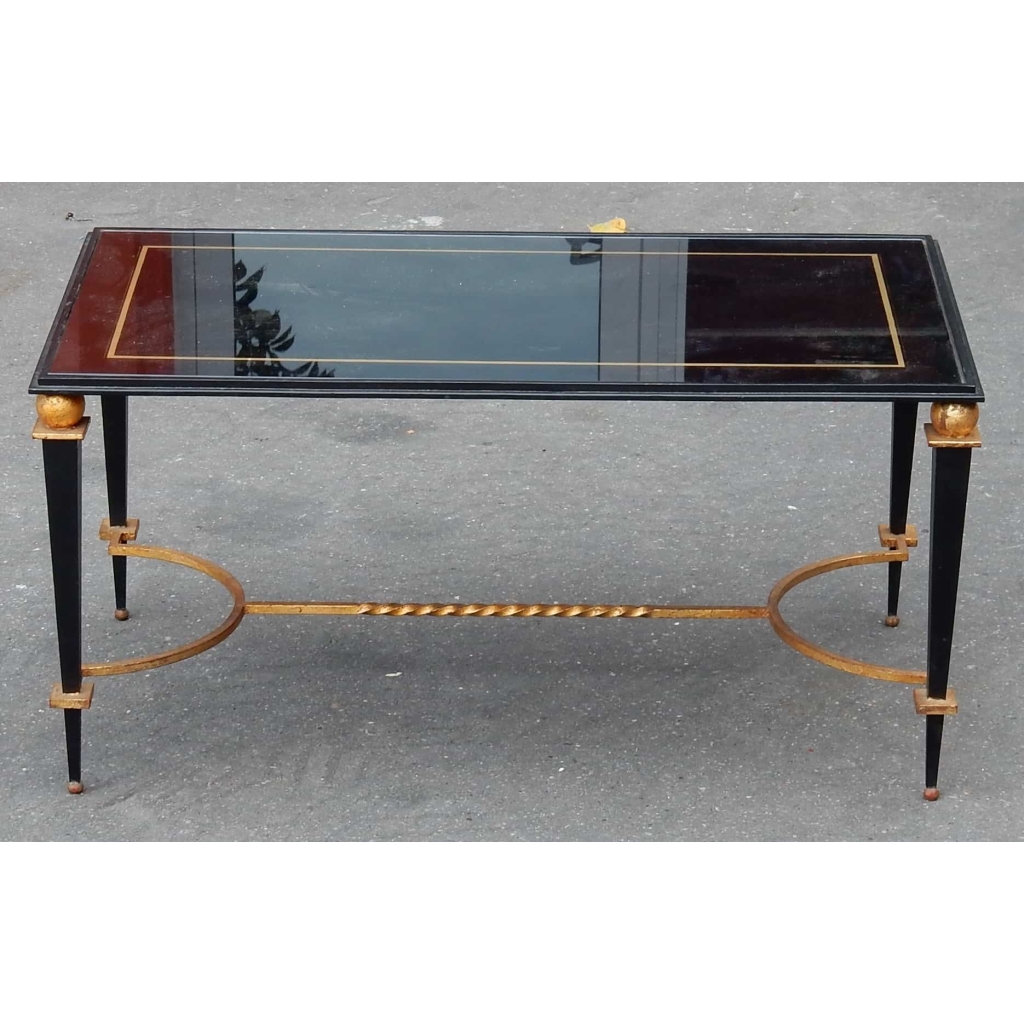 1950′ Table Basse en Fer Peint et Doré a l Or Style G Poillerat | Biron |||||