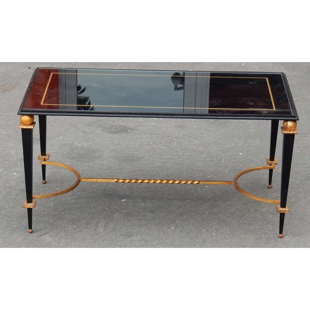 1950′ Table Basse en Fer Peint et Doré a l Or Style G Poillerat | Biron 1950' Table Basse en Fer Peint et Doré a l Or Style G Poillerat