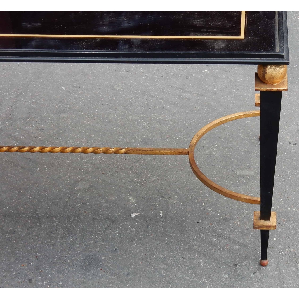 1950′ Table Basse en Fer Peint et Doré a l Or Style G Poillerat | Biron 1950' Table Basse en Fer Peint et Doré a l Or Style G Poillerat